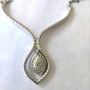 Elegant Silver Necklace And Earring Set With A Champagne Diamond Accent